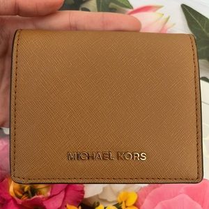 Michael Kors Crossgrain Leather Wallet-Tan
